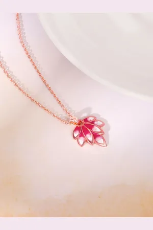 GIVA Women Rose Gold-Plated Contemporary Pendants with Chains