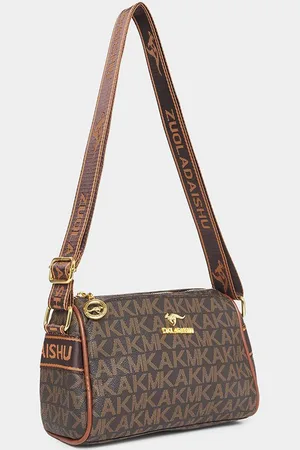 Styli Brown Textured Crossbody Shoulder Bag