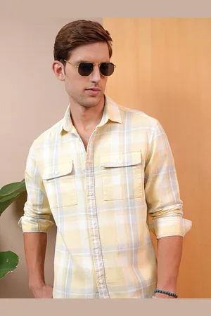 LocoMotive Premium Textured Striped Utility Pocket Cotton Relaxed Shirt