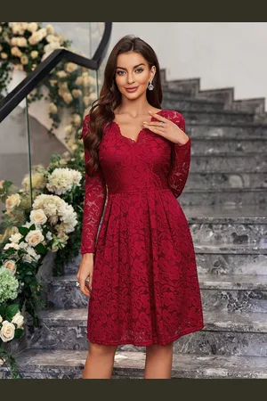 Bebe Women Fit and Flare V neck Dress