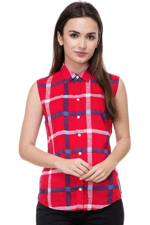 Chemistry Checked Spread Collar Sleeveless Shirt