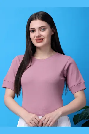 Bitterlime Solid Round Neck Crop Top