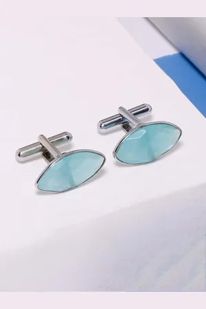 Tistabene Men Green Colored Stones Bullet Back Oval Cufflink