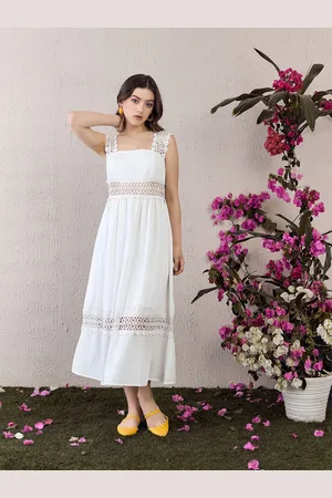 Berrylush Women Square Neck Fit & Flare Midi Dress
