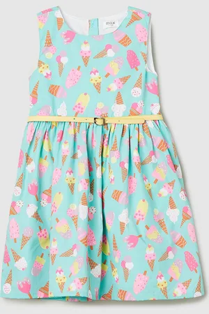 Max Collection Girls Printed Cotton Fit & Flare Dress