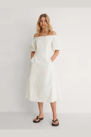Roadster The Lifestyle Co Off-Shoulder Cotton A-Line Midi Dress