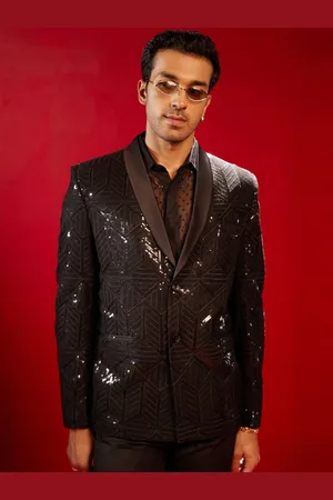Vastramay Men Embellished Slim Fit Single Breasted Party Blazers