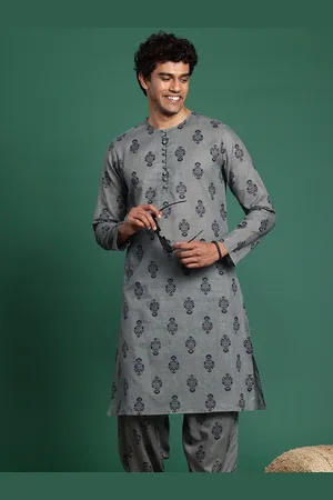 Sangria Men Floral Printed Kurta With Pyjamas