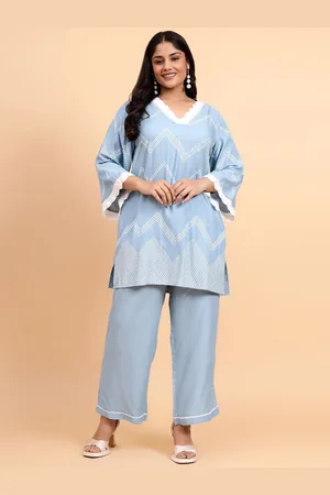 Bani Women Plus Size Geometric Printed V-Neck Tunic With Trousers Co-Ords