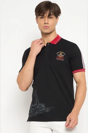Duke Men Embroidered Polo Neck Cotton T-shirt
