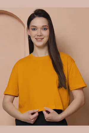 Friskers Women Cotton Oversized Crop T-shirt
