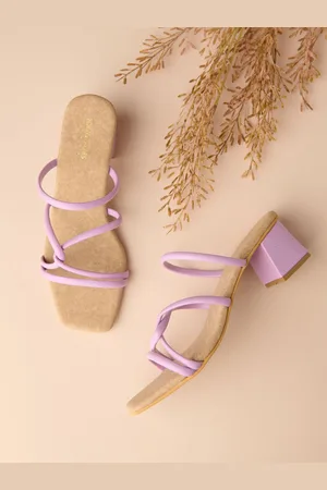 Tokyo Talkies Purple Square Toe Block Pumps Heels