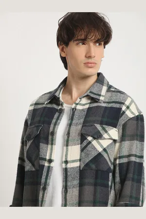 The Bear House Men Checked Relaxed Fit Casual Pure Cotton Overshirt