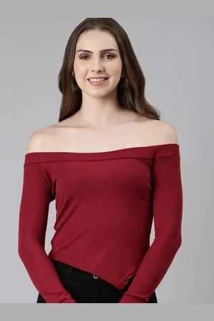 SHOWOFF Off-Shoulder Long Sleeves Bardot Top
