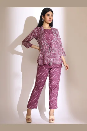 Ishin Printed Top & Trouser With Jacket Co-Ord Set