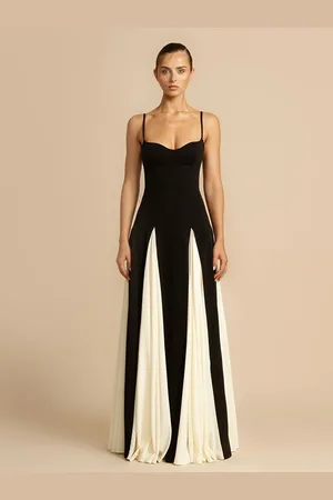Bebe Women Shoulder Straps Maxi Fit and Flare Dress