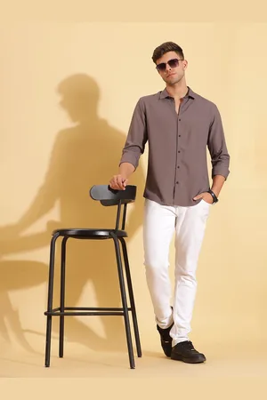 HERE&NOW Spread Collar Slim Fit Casual Shirt