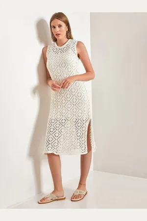 Bianco Lucci Women Self Design Sleeveless A-Line Dress