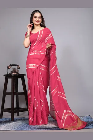 Kalini Tie and Dye Zari Pure Cotton Saree