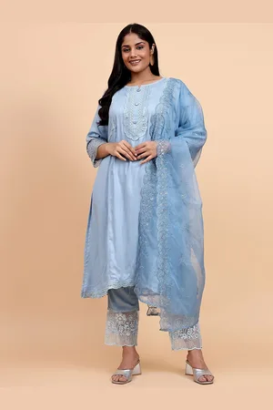 Bani Women Embroidered Thread Work Liva Pakistani Style Kurta With Trousers & Dupatta