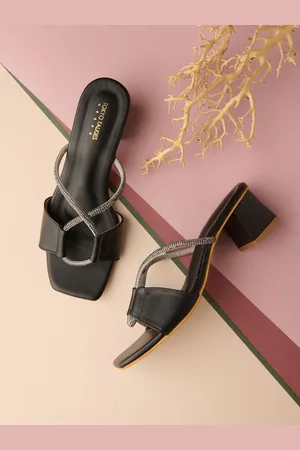 Tokyo Talkies Black Square Toe Block Heels