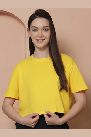 Friskers Women Pure Cotton Oversized Crop T-shirt