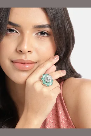 Anouk Silver Plated Studded Adjusted Finger Ring