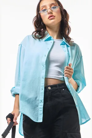Bewakoof Spread Collar Cotton Linen Oversized Casual Shirt