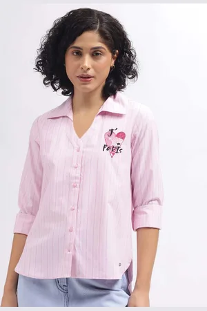 Elle Striped Embroidered Casual Shirt