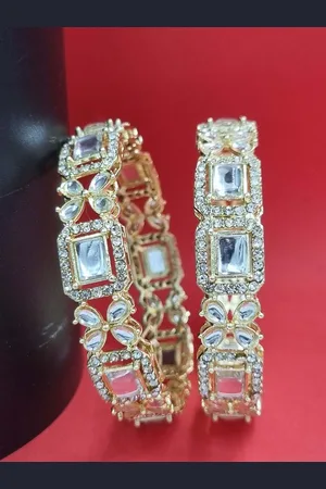 Anouk Gold Toned Set of 2 Gold Plated Kundan Studded Bangles