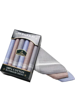 Bonjour Pack Of 6 Assorted Pure Cotton Handkerchief