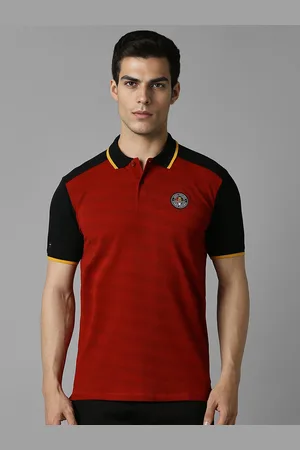 Louis Philippe Colourblocked Polo Collar Applique Slim Fit T-shirt