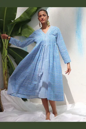 Chidiyaa Women Striped A-Line Midi Dress