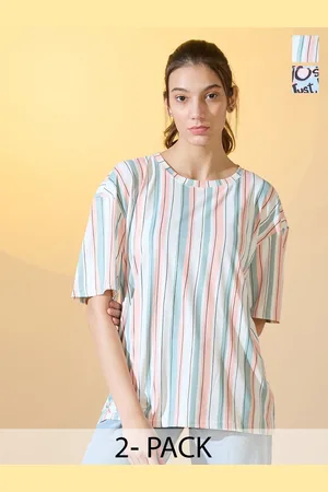 DressBerry Pack Of 2 Women Round Neck Oversized T-shirt