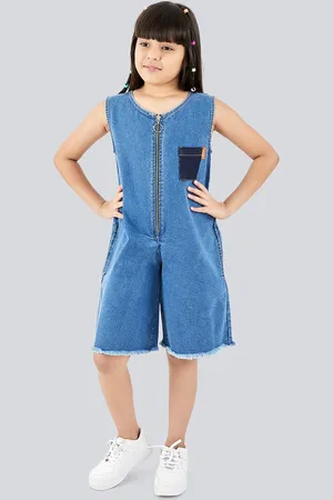 OLELÉ Girls Round Neck Cotton Playsuit