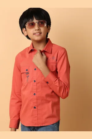 V-Mart Boys Spread Collar Long Sleeves Regular Fit Cotton Casual Shirt