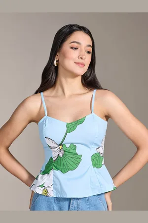 20Dresses XXD Floral Impressions Floral Printed Peplum Pure Cotton Georgette Top