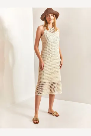 Bianco Lucci Self Design Acrylic A-Line Midi Dress