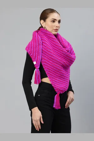 Magic Needles Women Striped Acrylic Knitted Shawl