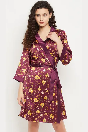 Clovia Printed Satin Robe