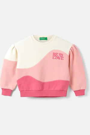 Benetton Girls Colourblocked Cotton Pullover Sweatshirt