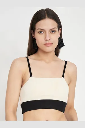 CHARMGAL Cotton Colourblocked Bralette Sports Crop Top