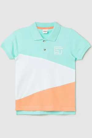 Max Collection Boys Colourblocked Polo Collar T-shirt