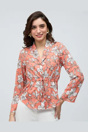 20Dresses Rust Floral Print Shirt Style Top
