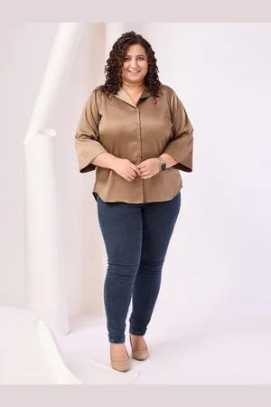 Rachna Plus Size Standard Cuban Collar Casual Shirt