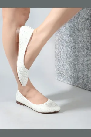 DressBerry White Printed Ballerinas