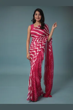 ZARI Leheriya Half and Half Saree
