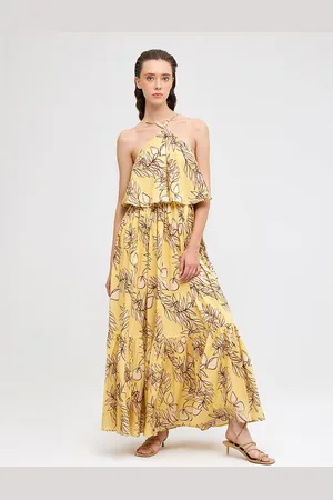 COVER STORY Women Floral Print Halter Neck Maxi Dress