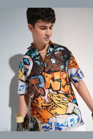 Highlander Men Regular Collar Half Sleeves All Over Printed Shirt