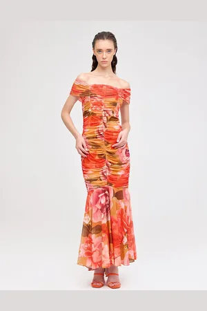 COVER STORY Women Tie and Dye Print Off-Shoulder Maxi Dress
